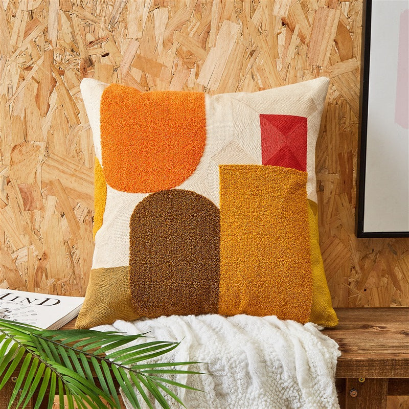 Home Nordic Hug Bed Sofa Cushion Embroidered Pillow Hug Cushion Cotton Simple Cotton Pillow Canvas
