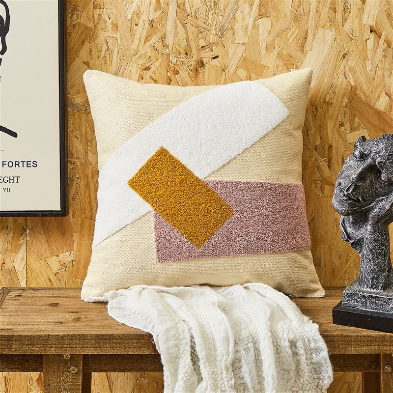 Home Nordic Hug Bed Sofa Cushion Embroidered Pillow Hug Cushion Cotton Simple Cotton Pillow Canvas