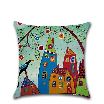 Hand-Painted Beautiful Home Cotton And Linen Pillowcase