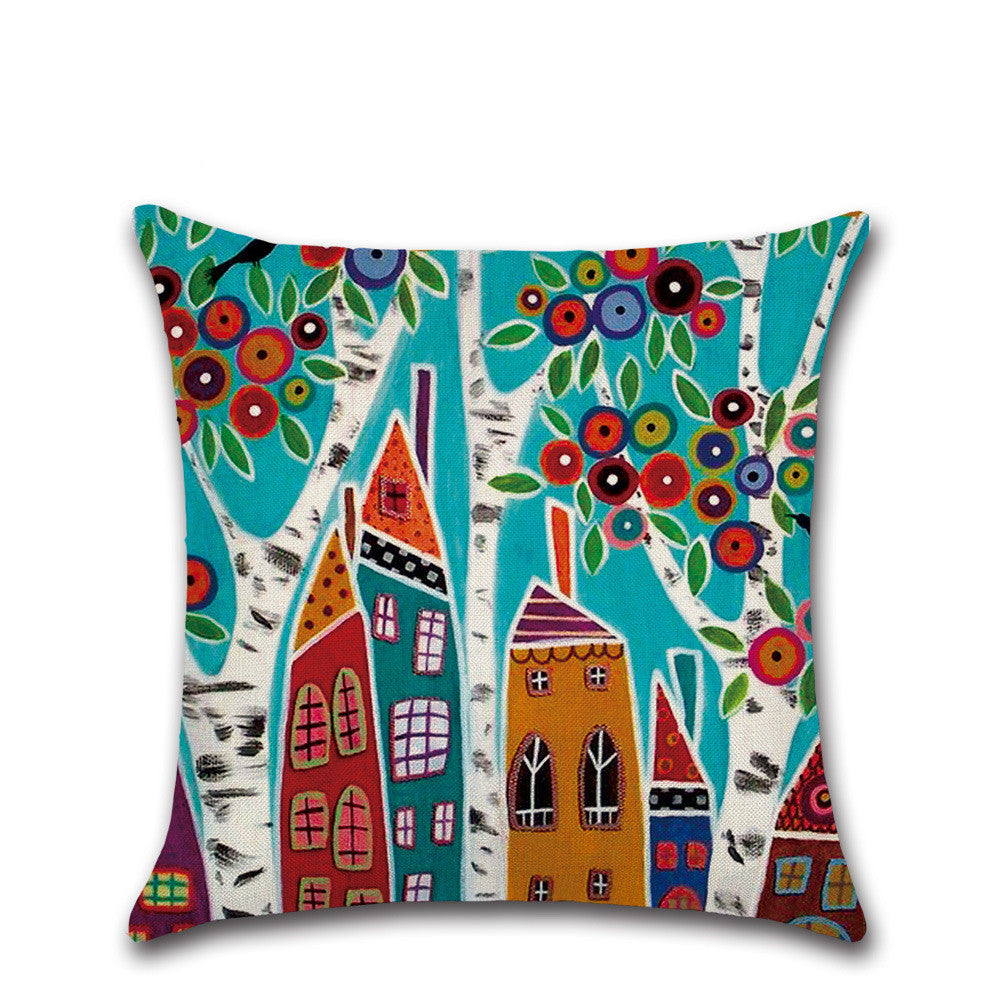 Hand-Painted Beautiful Home Cotton And Linen Pillowcase