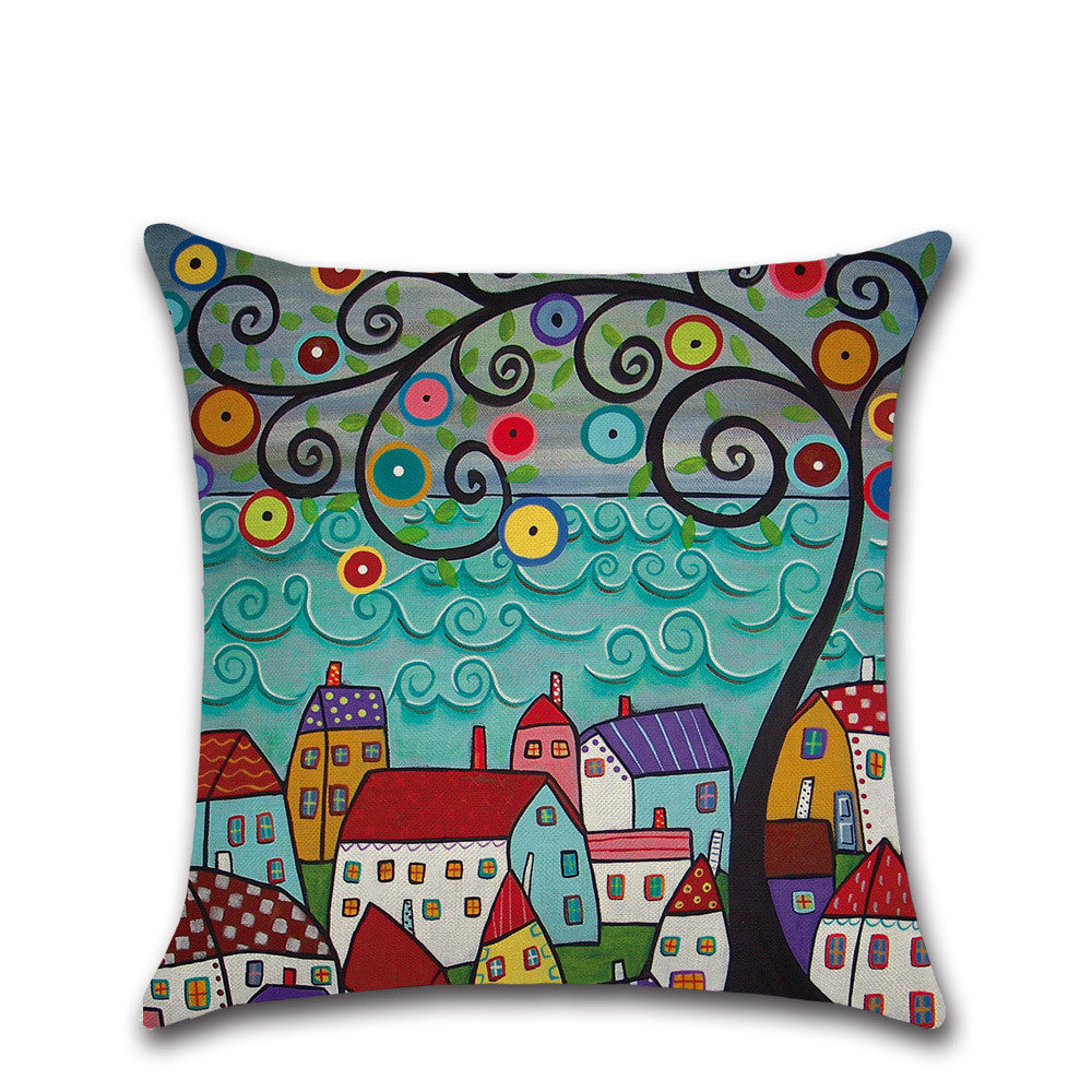 Hand-Painted Beautiful Home Cotton And Linen Pillowcase